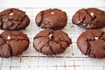 Homemade giant dark chocolate cookie