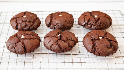 Homemade giant dark chocolate cookie