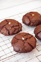 Homemade giant dark chocolate cookie
