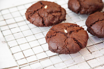 Homemade giant dark chocolate cookie