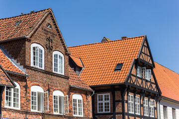 Fototapeta na wymiar Historic houses at the market square in Ribe