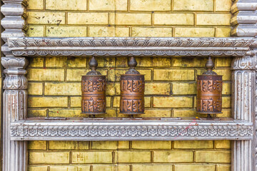 Prayer rolls at the Swayambhunath temple in Kathmandu