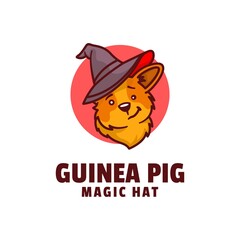 Vector Logo Illustration Guinea Pig Mascot Cartoon Style.
