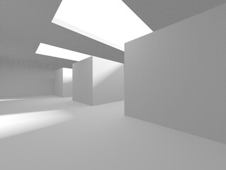 Illuminated corridor interior design. Empty Room Interior Background