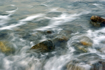 Turbulence sea water and rock at Coastline