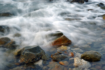Turbulence sea water and rock at Coastline