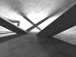 Dark Concrete Wall Architecture. Empty Room