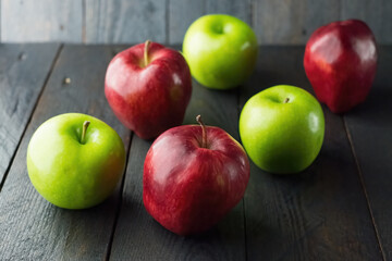 Apples on wooden table