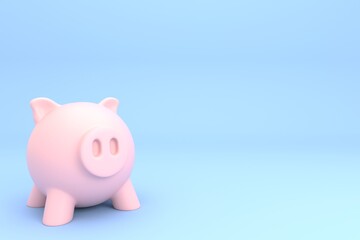 3D illustrations of a pink piggy bank safe for your money representing financial savings and financial security over a blue background