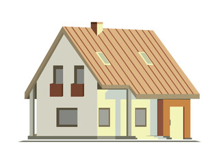Country or suburban house, isolated on white, abstract 3d model, vector illustration.