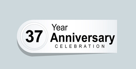 37 Years Anniversary Logo White Ribbon