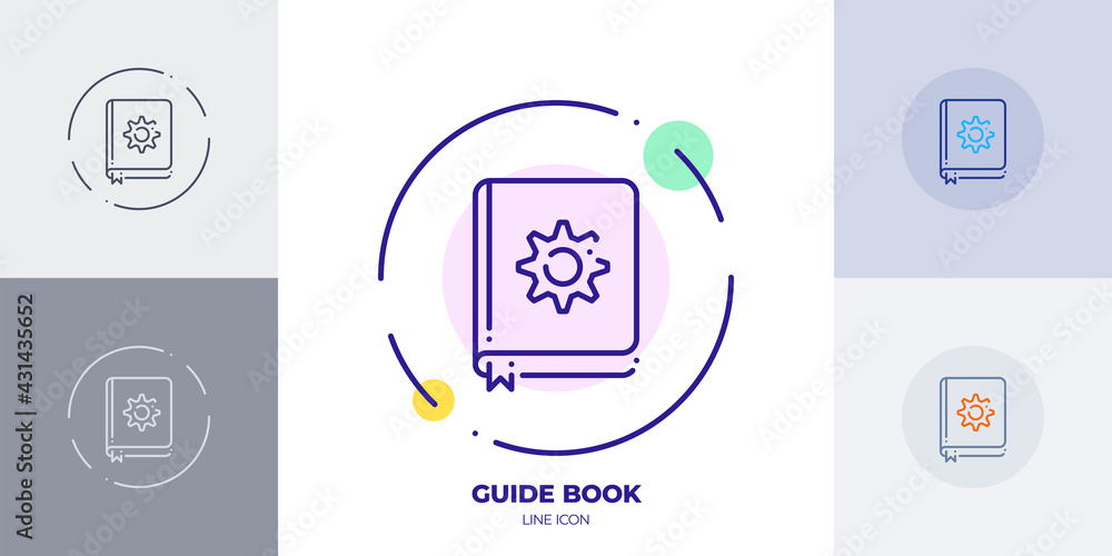 Poster guide book line art vector icon. outline symbol of user manual.