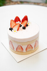 Strawberry short cake with fresh cream for birthday