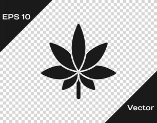 Black Medical marijuana or cannabis leaf icon isolated on transparent background. Hemp symbol. Vector Illustration