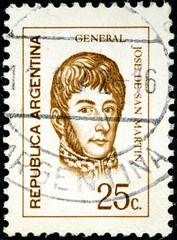 stamp printed in the Argentina shows Jose de San Martin General