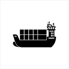 Obraz premium Cargo Ship Icon, Freighter, Merchant Ship Icon