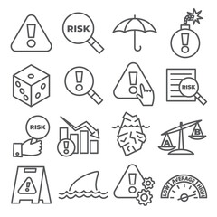 Risk line icons set on white background
