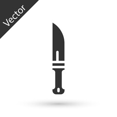 Grey Hunter knife icon isolated on white background. Army knife. Vector