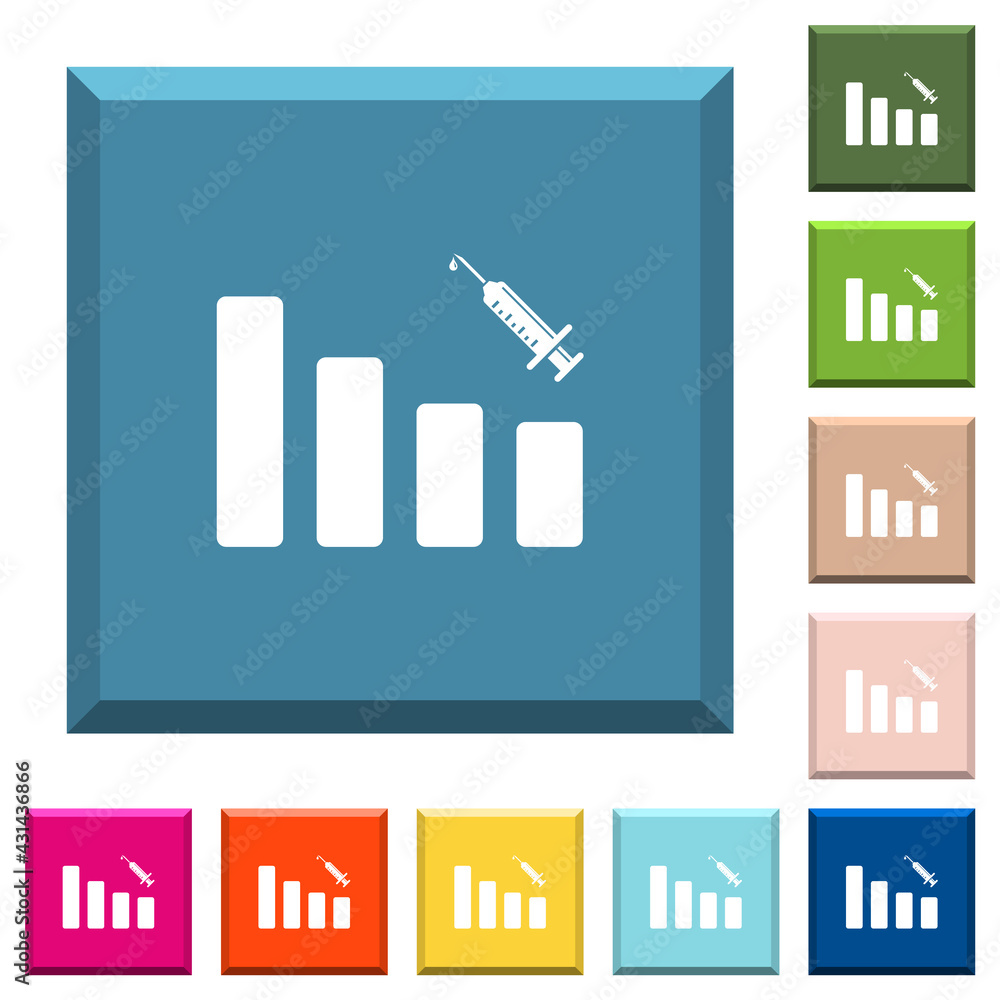 Aufkleber vaccination graph white icons on edged square buttons