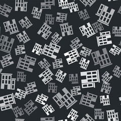 Fototapeta premium Grey House icon isolated seamless pattern on black background. Home symbol. Vector