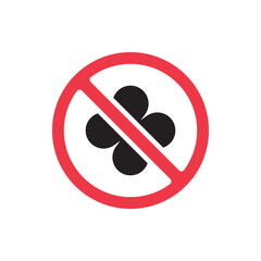 Forbidden flower sign, prohibited clover leaf icon - Vector