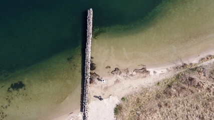 Blick von oben auf den Goitzsche See in Sachsen-Anhalt, Deutschland, Bitterfeld, 2021