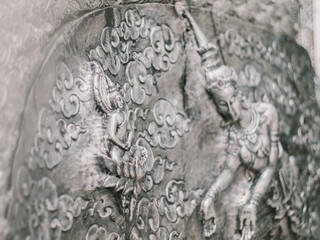 Thai style wall sculpture with space on background 