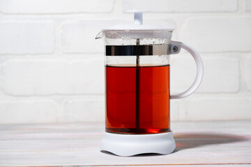 fresh black tea in French press