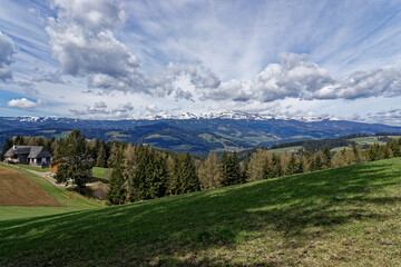 Fototapeta na wymiar a farm in the austrian alps