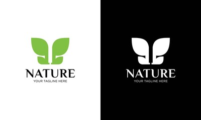 nature leaf green logo icon, Abstract green leaf logo icon vector design. Landscape design, garden, Plant, nature and ecology vector logo.