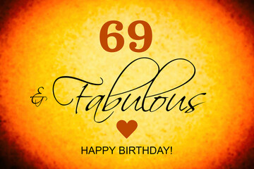 69th, birthday card wishes illustration