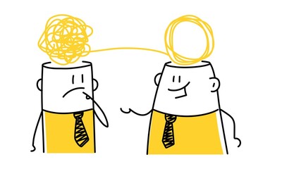 Meeting of stick figures.