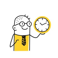 Stickman holding a clock in her hand.