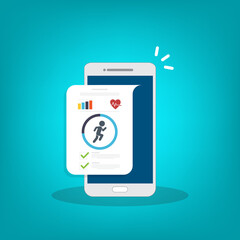 Fitness tracker, fitness tracking app on mobile phone screen.