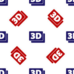 Blue and red 3D word icon isolated seamless pattern on white background. Vector