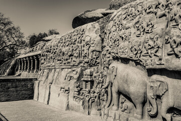Rare Heritage Pictures Of Arjuna penance is UNESCO's World Heritage Site located at Mamallapuram or...