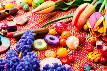 Fototapeta na wymiar Assorted of colored beads