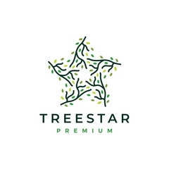 tree star branch leaf logo vector icon illustration