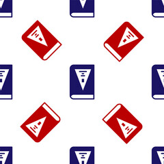 Blue and red 26 November india constitution day icon isolated seamless pattern on white background. Vector