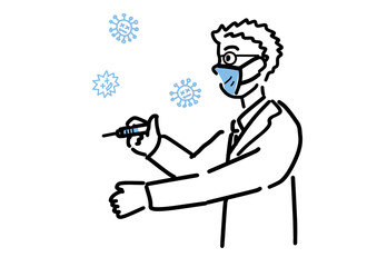 ワクチンを注射する医師のイラスト