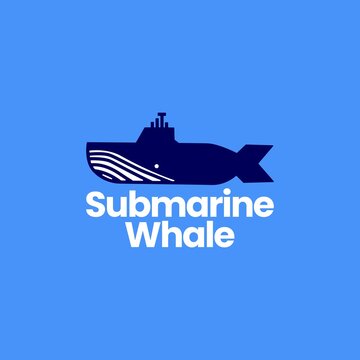submarine whale humpback logo vector icon illustration