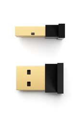 Two wireless USB adapters isolated on white. 3D rendering.