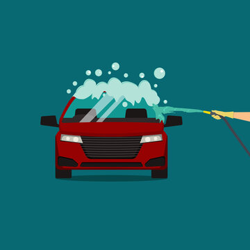 nice car wash, flat design premium vector illustration