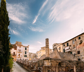 Terracina, Italy. Monumental Complex Of The Emiliano Forum In Morning Time