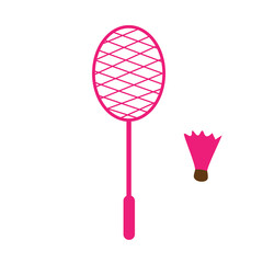 Badminton racket and shuttlecock. Rocket sport indoor and outdoor.