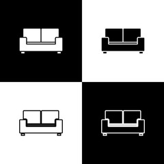 Set Sofa icon isolated on black and white background. Vector