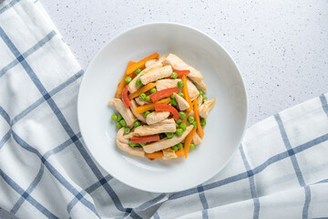 Overview of chicken stir fry plate