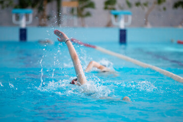 Swimming pool with sports lanes.