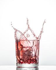 Red liquid spash with a red background