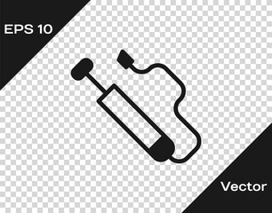 Black Bicycle air pump icon isolated on transparent background. Vector